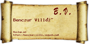 Benczur Villő névjegykártya
